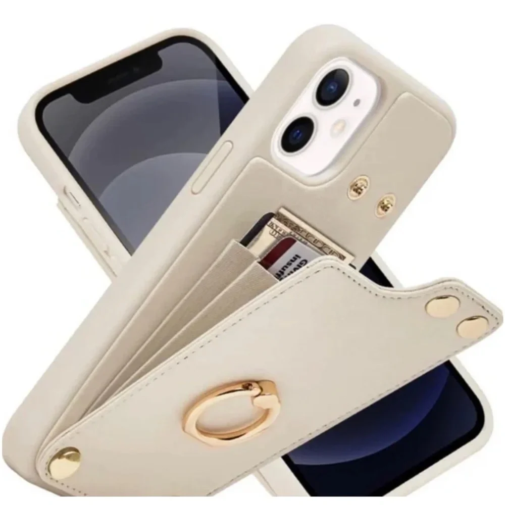 Lameeku Wallet Case Compatible with iPhone 12 Pro Beige